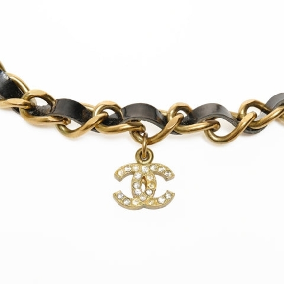 CHANEL 95P COCO Mark Rhinestone Chain Necklace gold WS24851 - Picture 2 of 4